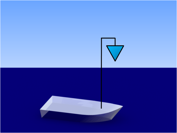 bateau transportant des matieres inflammables montrant 1 cônes bleu pointe en bas